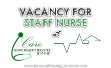 Vacancy for Staff Nurse at I-care Home Health Sdn Bhd