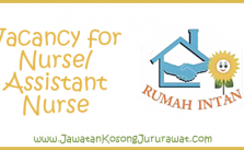 Vacancy for Nurse at Pusat Jagaan Warga Emas Intan